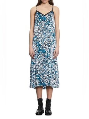 The Kooples 100% Silk Leopard Print Lace Slip Dress – Size EU 1 / XS-S – NWT